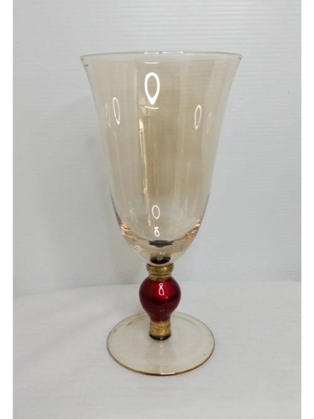 Slant Aristocrat Elegant Gold Tone Ruby Stem Beverage Glass 8